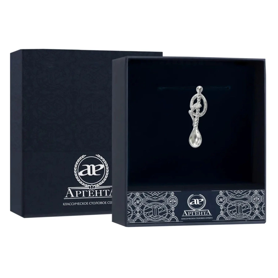 Ложка сувенирная в футляре АргентА От Души Змея 3,29 г, серебро 925