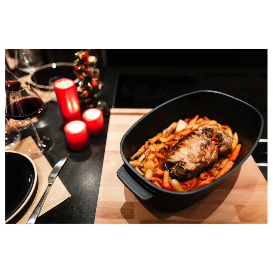 Утятница  с крышкой овальная Gastrolux 46х26х16 см, 8 л, алюминий литой, стекло, п/к