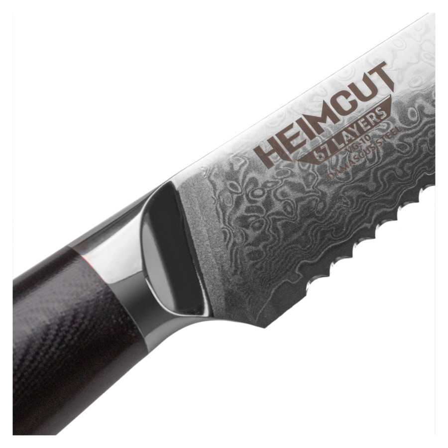 Нож для хлеба HEIMCUT Triangle Damascus 20 см, дамасская сталь 67 слоев, рукоять композит