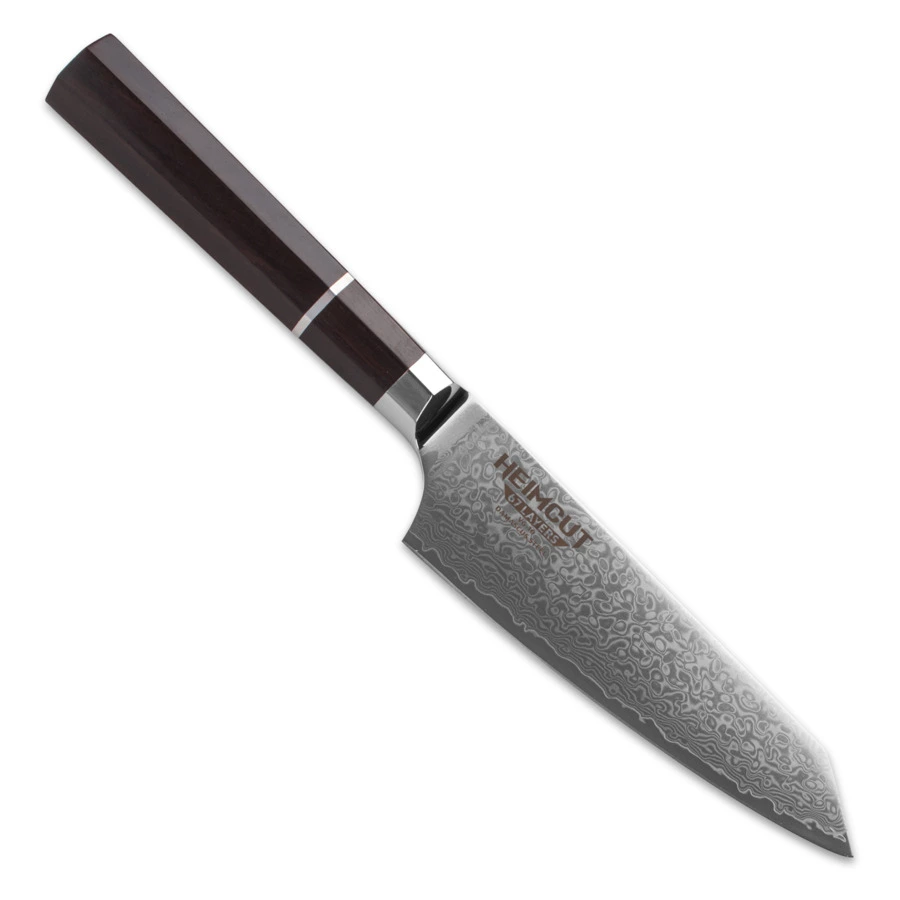 Нож поварской Кирицуке HEIMCUT Octa Damascus 15 см, дамасская сталь 67 слоев, рукоять черное дерево