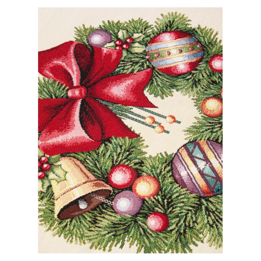 Скатерть-наперон Decor de Table Красные бантики 100х100 см, гобелен, бежевая