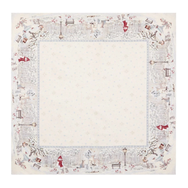 Скатерть квадратная Decor de Table Лесные друзья у кормушки 140х140 см, гобелен