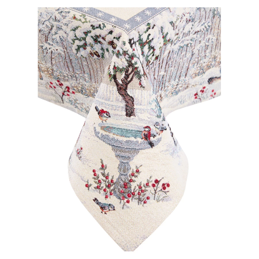 Скатерть квадратная Decor de Table Лесные друзья у кормушки 140х140 см, гобелен