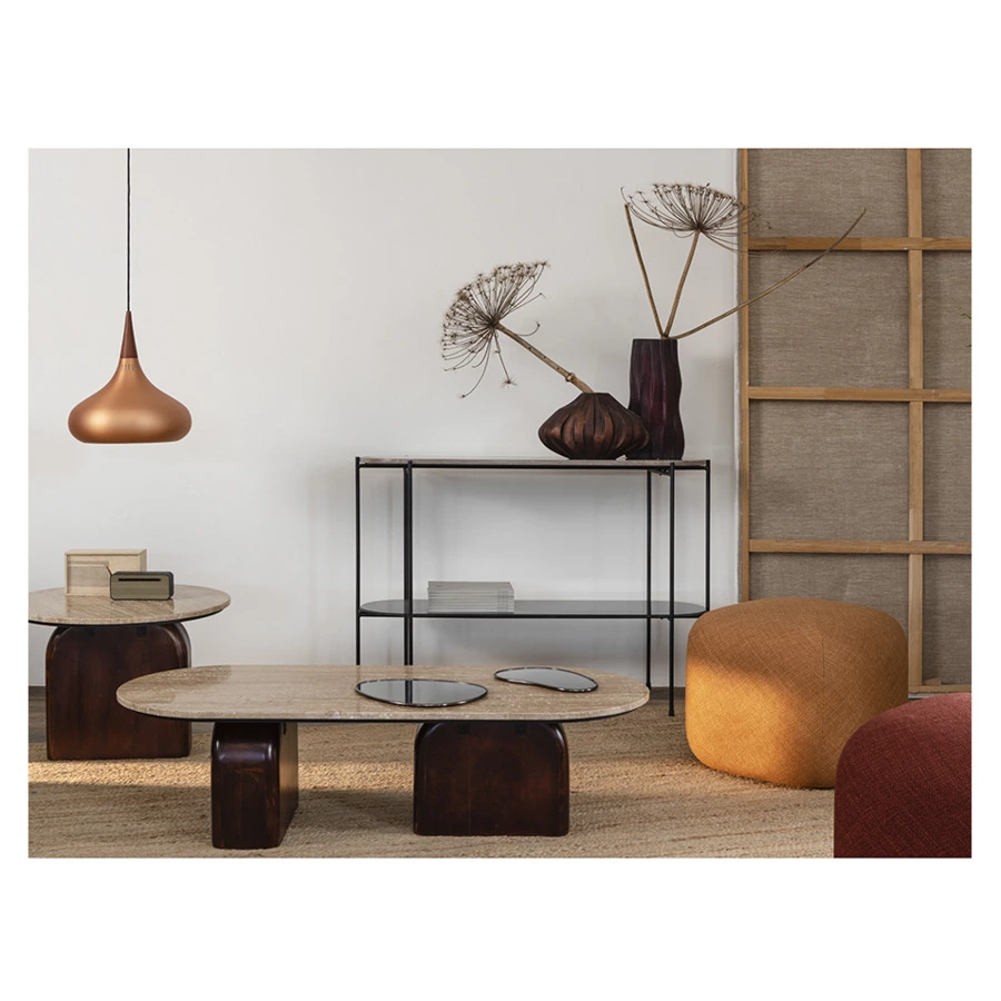 Столик журнальный Bergenson Bjorn Torhill 120х50 см, бежевый орех, травертин