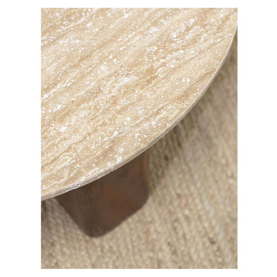 Столик журнальный Bergenson Bjorn Torhill 120х50 см, бежевый орех, травертин