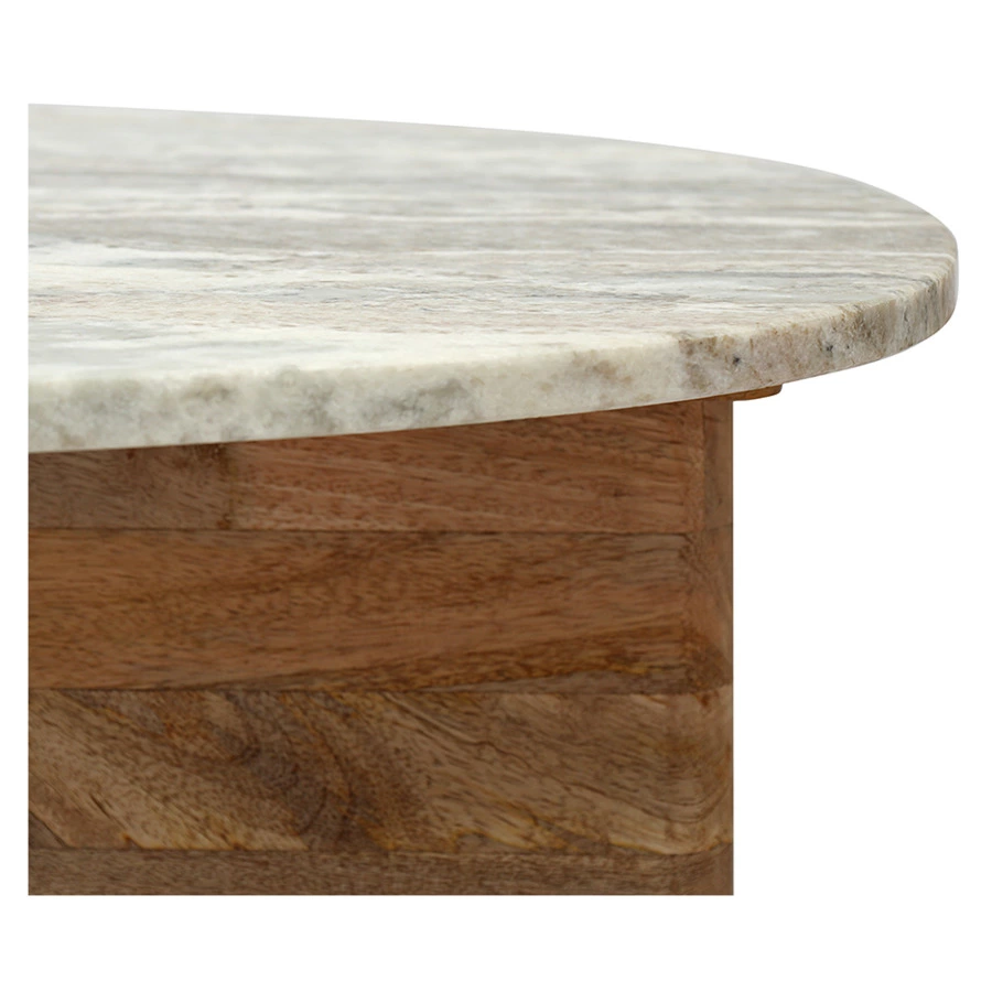 Столик кофейный Bergenson Bjorn Torhill 75х52 см, бежевый мрамор, дерево манго