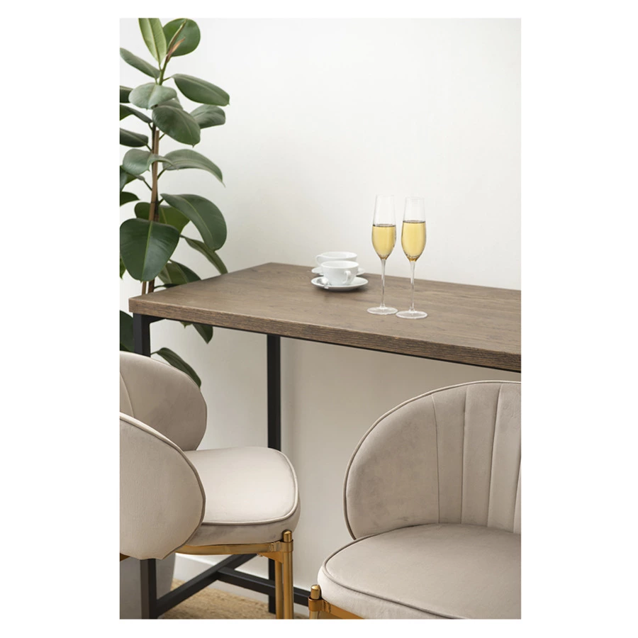 Стул барный Bergenson Bjorn Coral, велюр, серо-бежевый