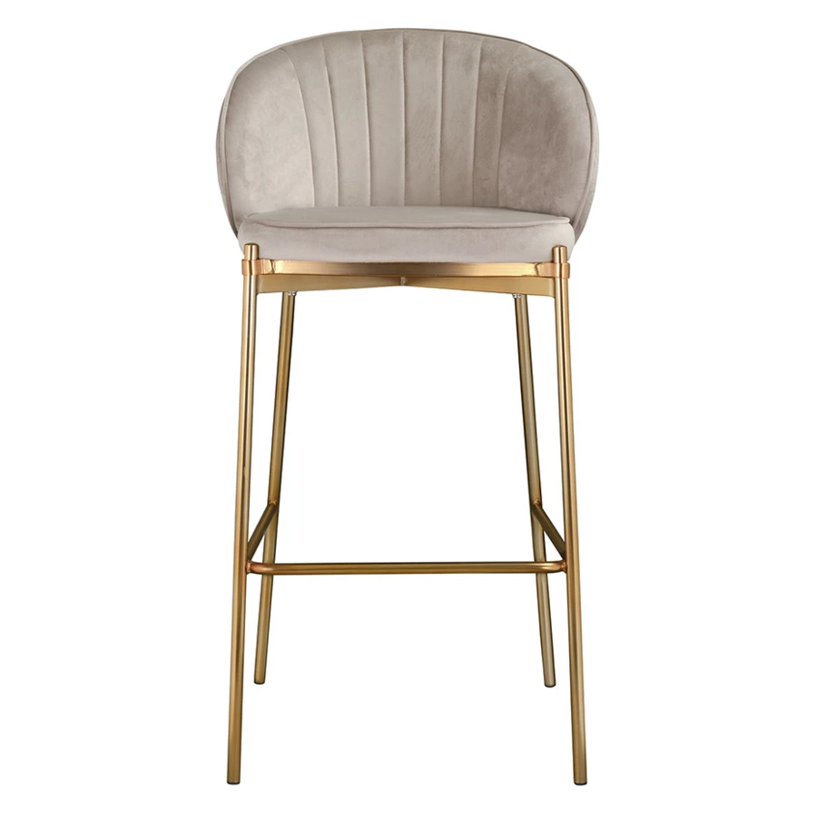 Стул барный Bergenson Bjorn Coral, велюр, серо-бежевый