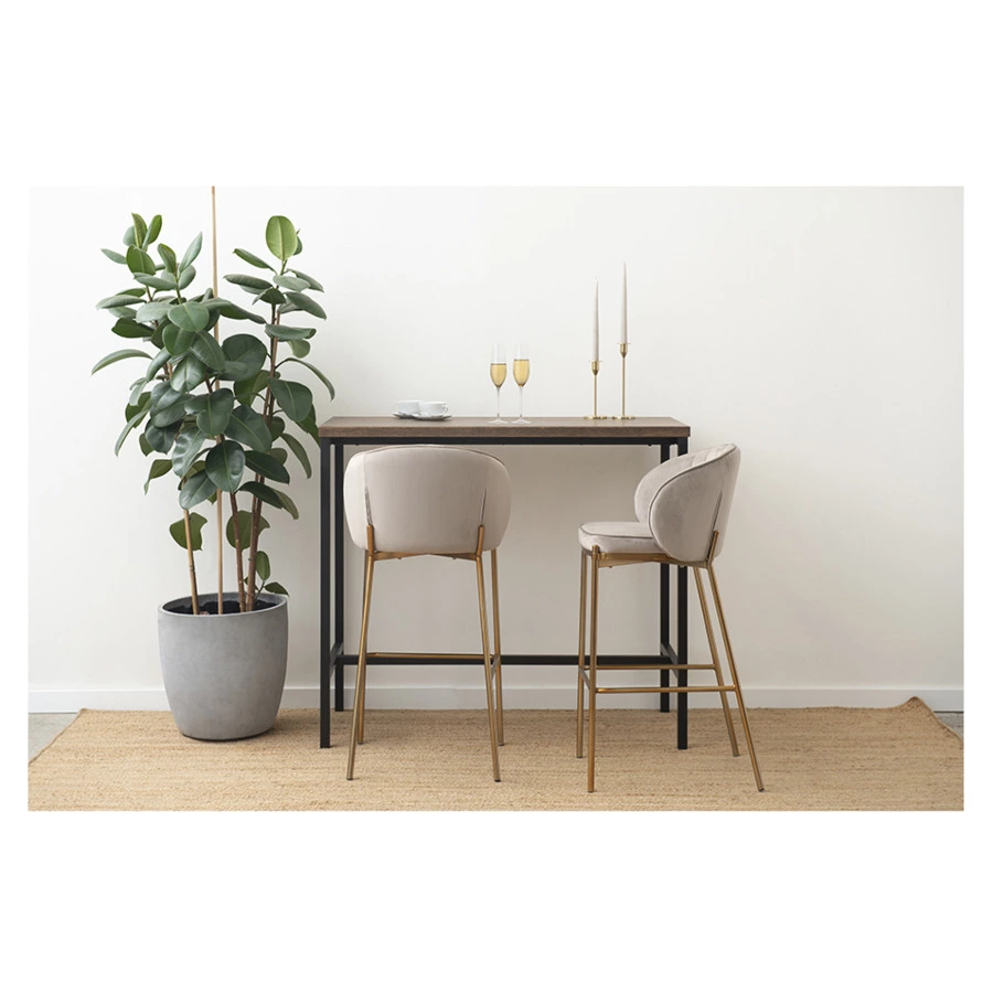 Стул барный Bergenson Bjorn Coral, велюр, серо-бежевый