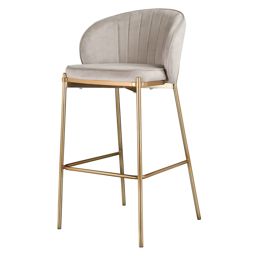 Стул барный Bergenson Bjorn Coral, велюр, серо-бежевый