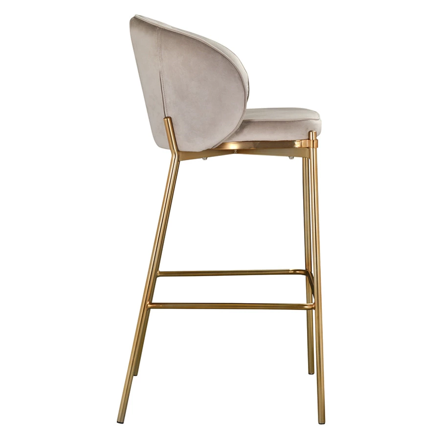 Стул барный Bergenson Bjorn Coral, велюр, серо-бежевый