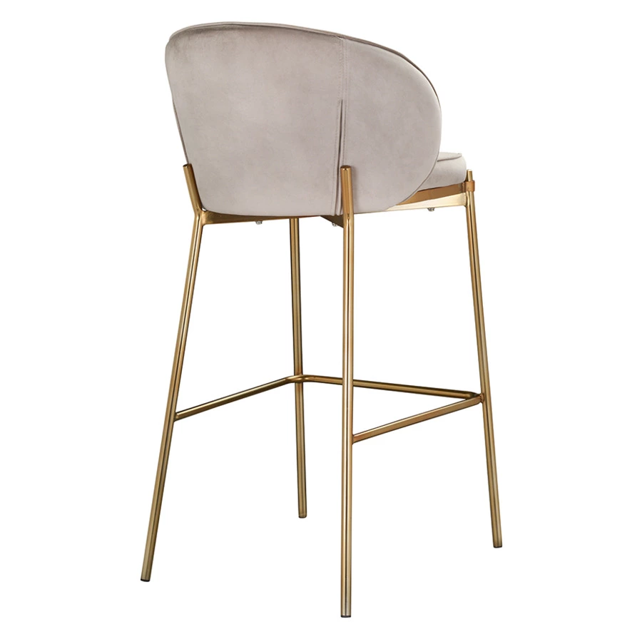 Стул барный Bergenson Bjorn Coral, велюр, серо-бежевый