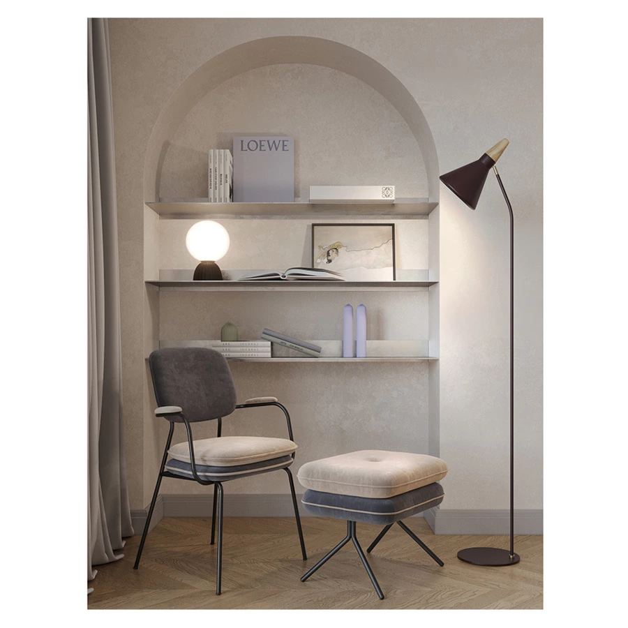 Стул с подлокотниками и контрастным кантом Bergenson Bjorn Pea, велюр, темно-серый, бежевый