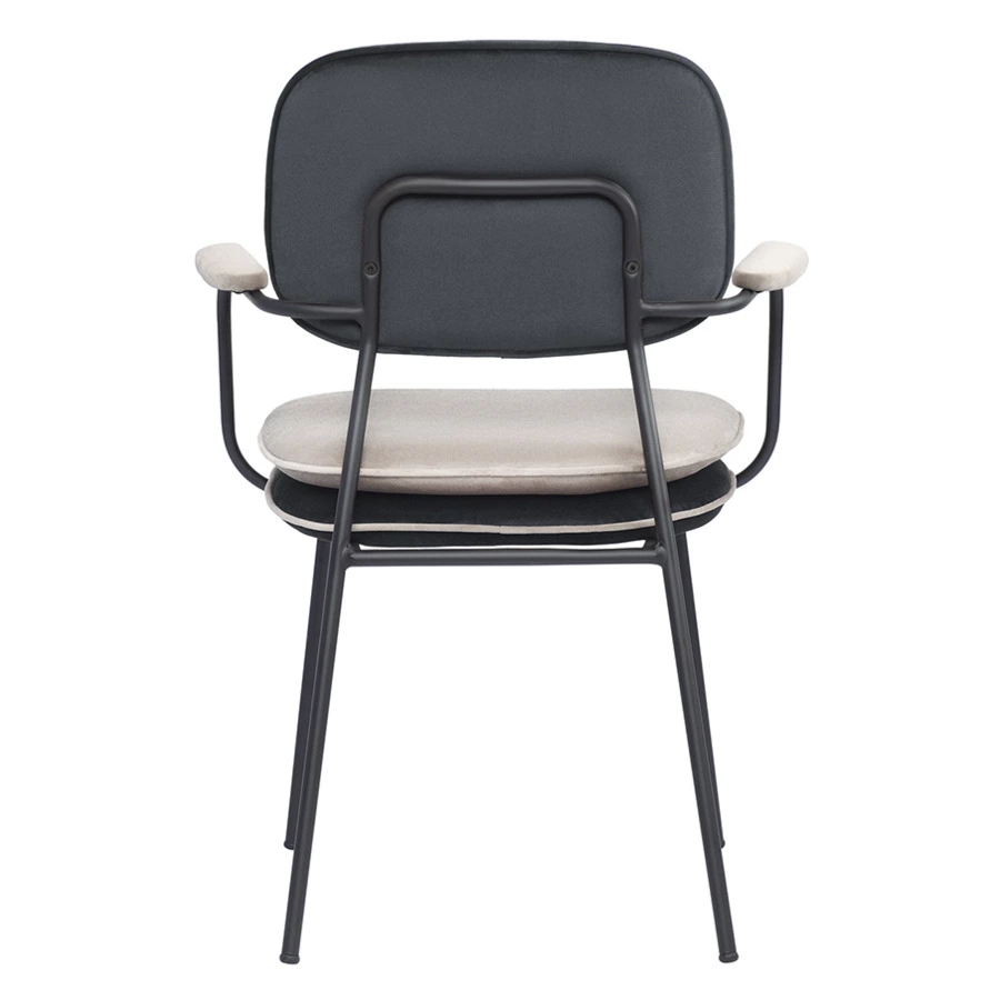 Стул с подлокотниками и контрастным кантом Bergenson Bjorn Pea, велюр, темно-серый, бежевый