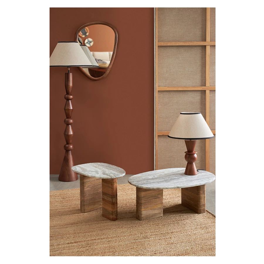 Торшер Bergenson Bjorn Torhill 150 см, бежевый, дерево манго