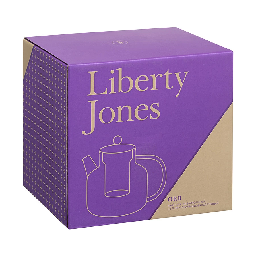 Чайник заварочный Liberty Jones Orb 1,2 л, фиолетовая крышка, зеленая ручка, стекло боросиликатное