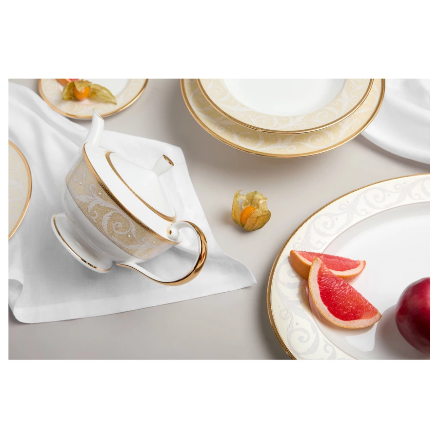 Тарелка суповая Narumi Золотой ноктюрн 23 см, фарфор костяной