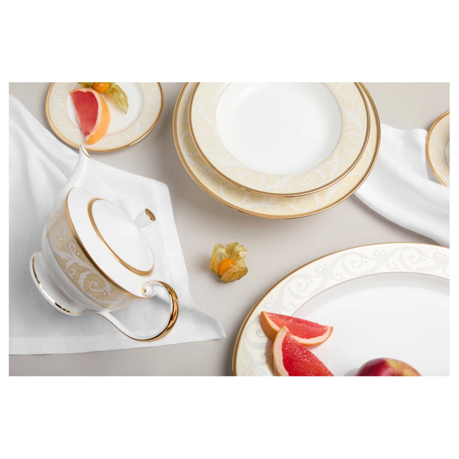 Тарелка суповая Narumi Золотой ноктюрн 23 см, фарфор костяной