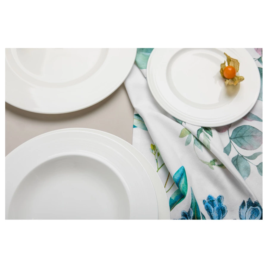 Блюдо круглое Narumi Терраса, рельеф 30 см, фарфор костяной, матовое, белое, блестящее