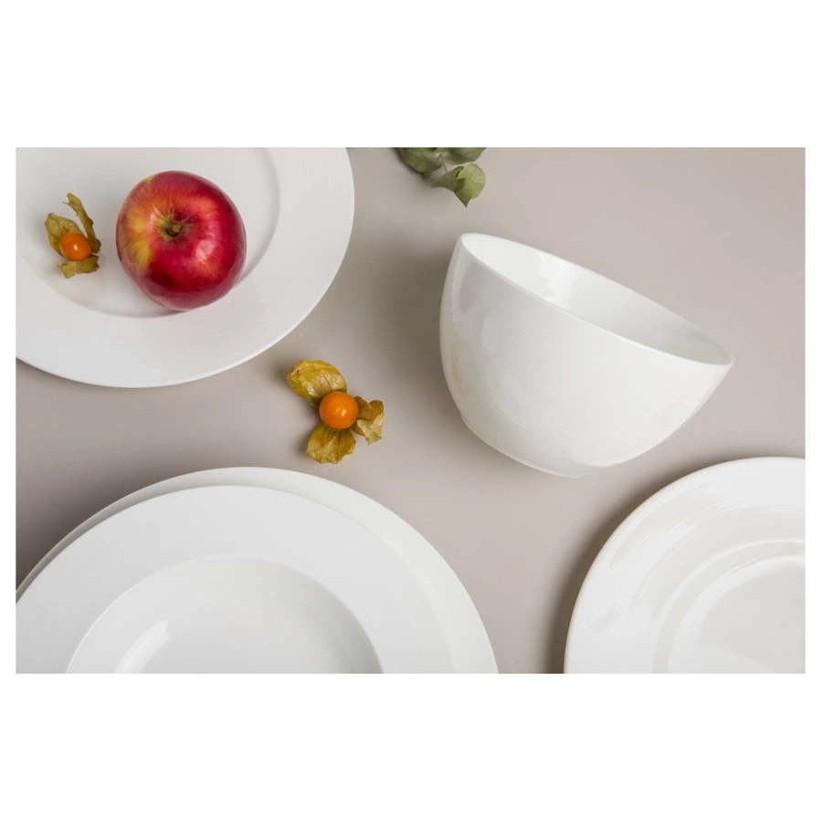 Блюдо круглое Narumi Терраса, рельеф 30 см, фарфор костяной, матовое, белое, блестящее