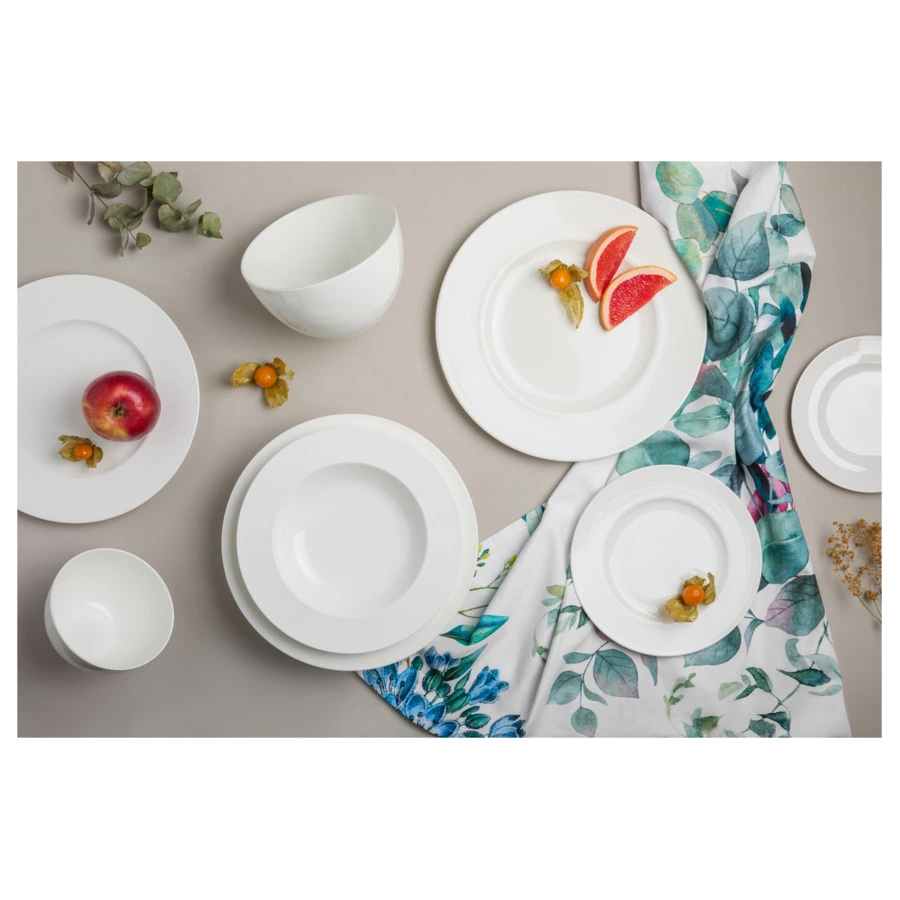 Тарелка закусочная Narumi Терраса, рельеф 21 см, фарфор костяной, матовая, белая, блестящая