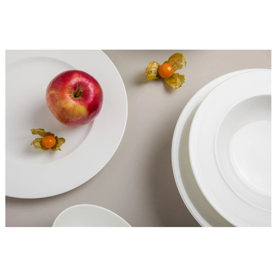 Тарелка закусочная Narumi Терраса, рельеф 21 см, фарфор костяной, матовая, белая, блестящая