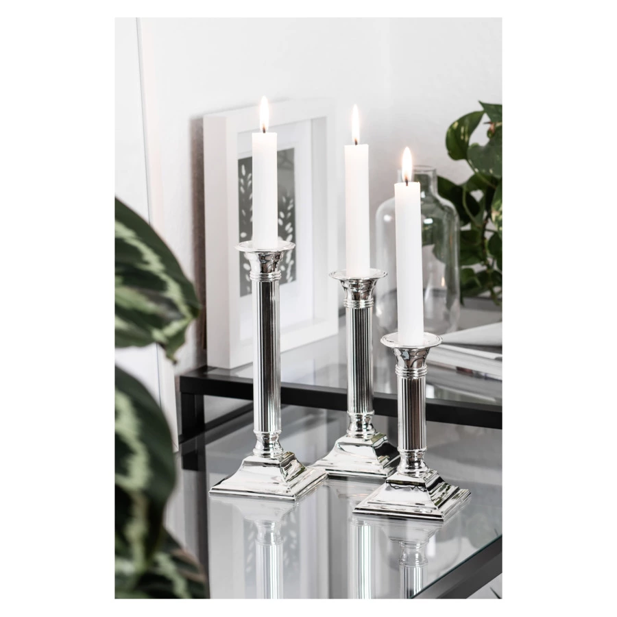 Подсвечник для столовой свечи Edzard Линкольн 8,5х8,5 см, h19 см, посеребрение