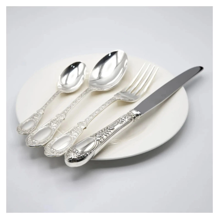 Набор столовых приборов в футляре АргентА Фамильный 2108,14 г, на 6 персон 24 предмета, серебро 925