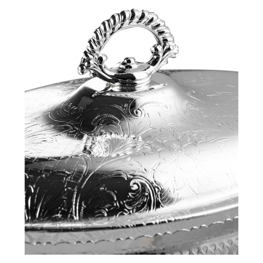 Менажница 4 секции с крышкой на ножках Queen Anne 33х19 см, сталь, посеребрение