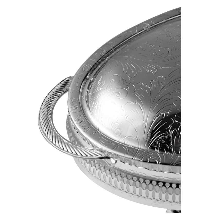 Менажница 4 секции с крышкой на ножках Queen Anne 33х19 см, сталь, посеребрение