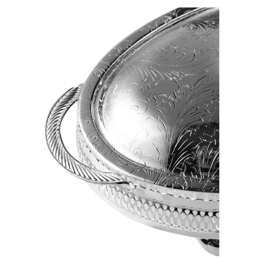 Менажница 4 секции с крышкой на ножках Queen Anne 33х19 см, сталь, посеребрение