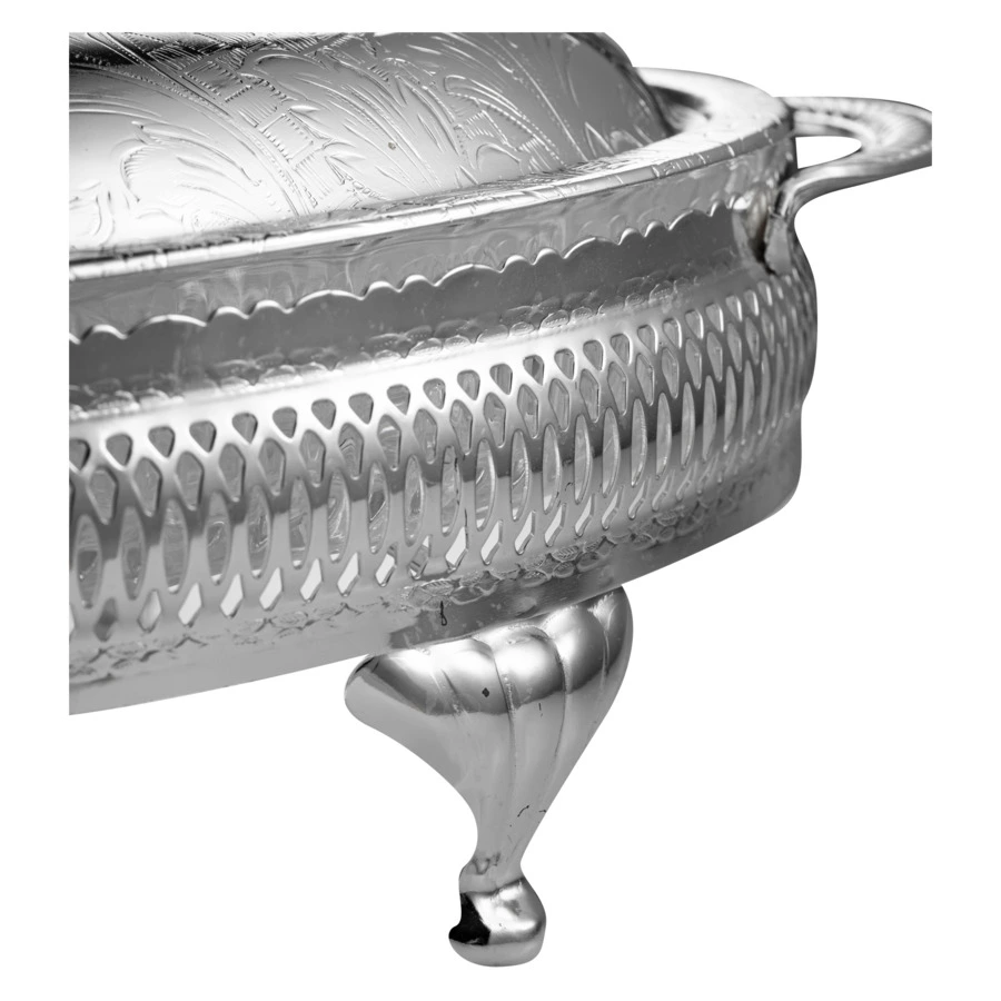 Менажница 4 секции с крышкой на ножках Queen Anne 33х19 см, сталь, посеребрение