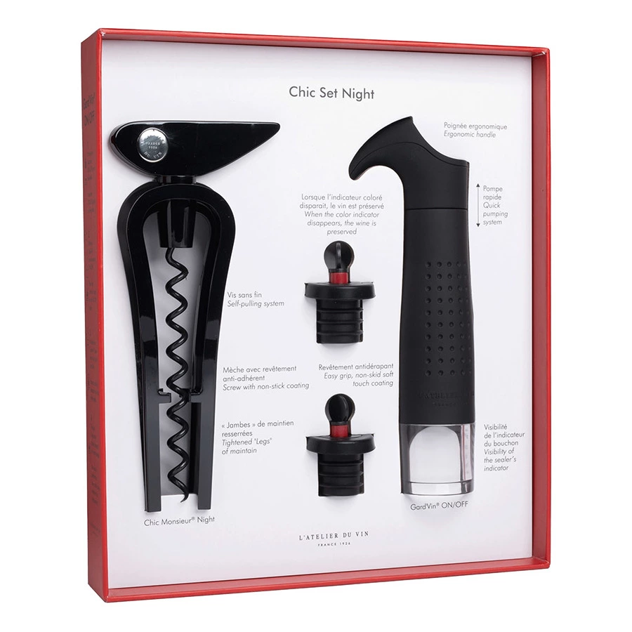 Набор инструментов для вина L`Atelier du Vin Chic Set Night, черный, п/к