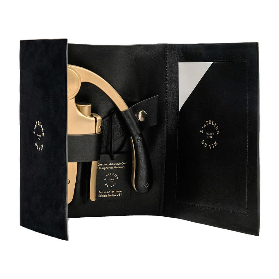 Штопор для вина рычажный в кожаном чехле L`Atelier du Vin Oeno Motion Gold Nomad