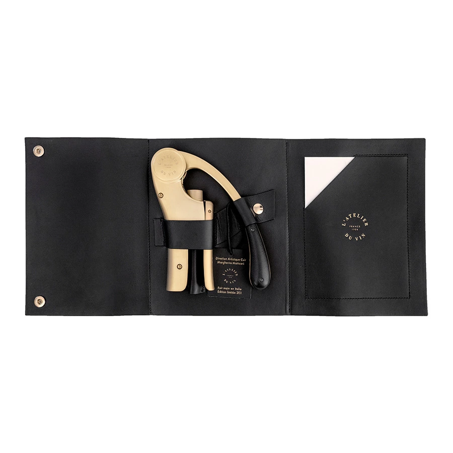 Штопор для вина рычажный в кожаном чехле L`Atelier du Vin Oeno Motion Gold Nomad