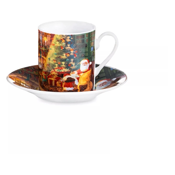 Чашка кофейная с блюдцем Lamart Noel Сюрприз Подарки Санты, фарфор