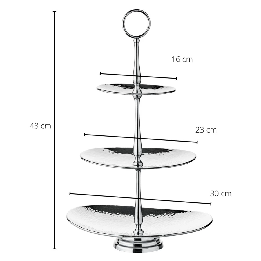 Блюдо трехярусное Edzard Гульф овальное h49 см, посеребрение