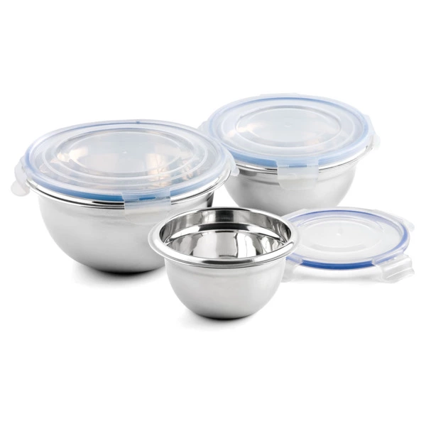 Набор трех мисок с герметичными крышками Weis 0,5-1л, сталь нержавеющая, пластик, п/к