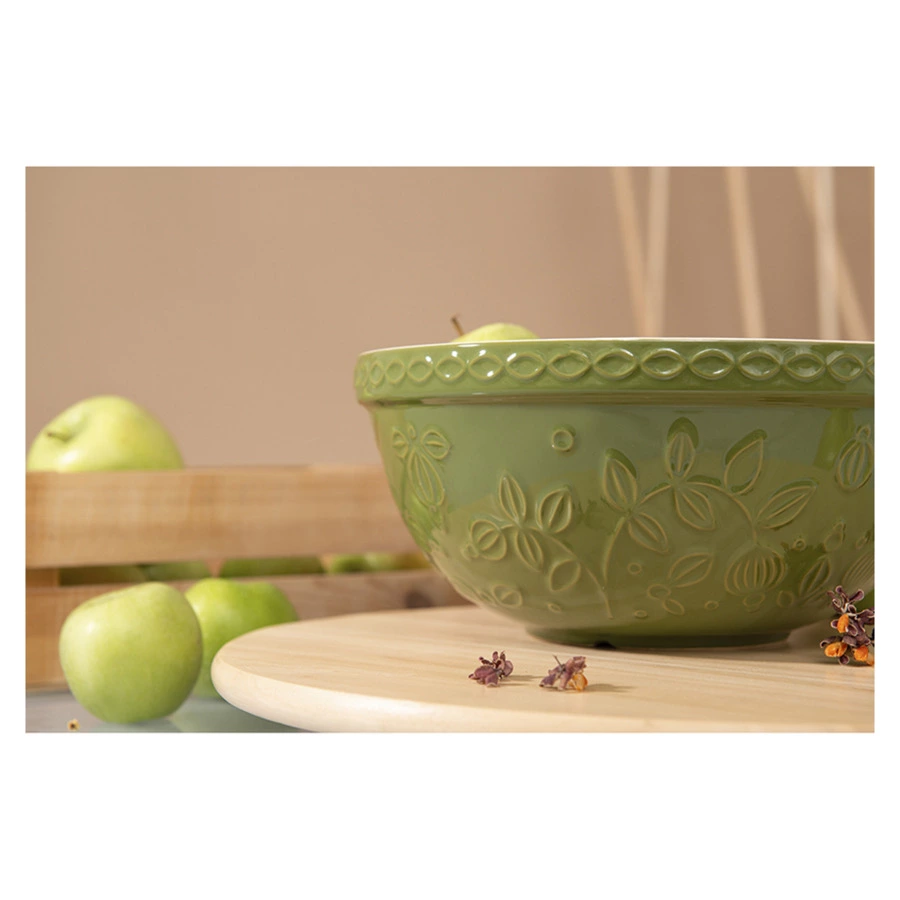 Миска Tkano Russian North Ягоды Тайги 2,5 л, каменная керамика, зеленая