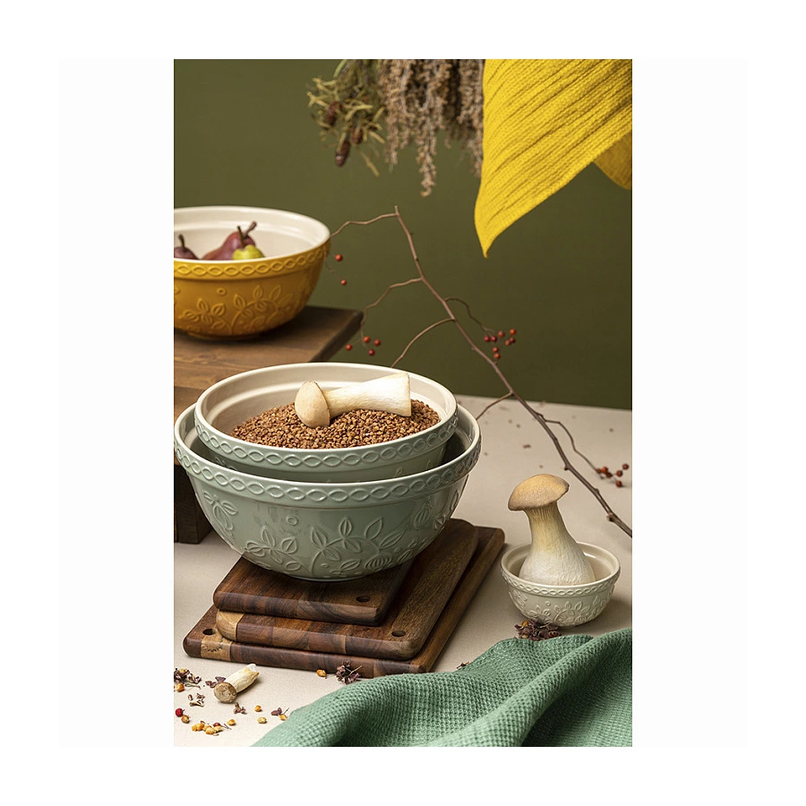 Миска Tkano Russian North Ягоды Тайги 1,5 л, каменная керамика, серо-мятная