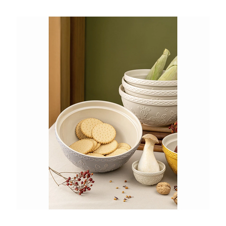 Миска Tkano Russian North Ягоды Тайги 2,8 л, каменная керамика, серая