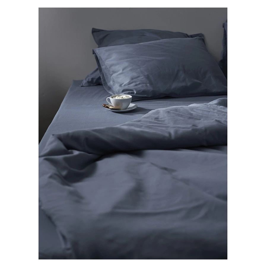 Набор из двух наволочек с брашинг-эффектом Tkano Essential 70х70 см, 100% сатин, джинсово-синий