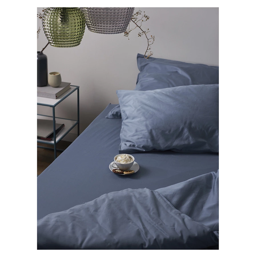 Набор из двух наволочек с брашинг-эффектом Tkano Essential 70х70 см, 100% сатин, джинсово-синий