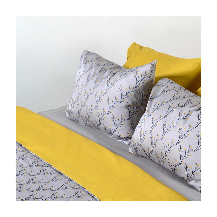 Набор из двух наволочек Tkano Russian North Соцветие 50х70 см, 100% сатин, серый