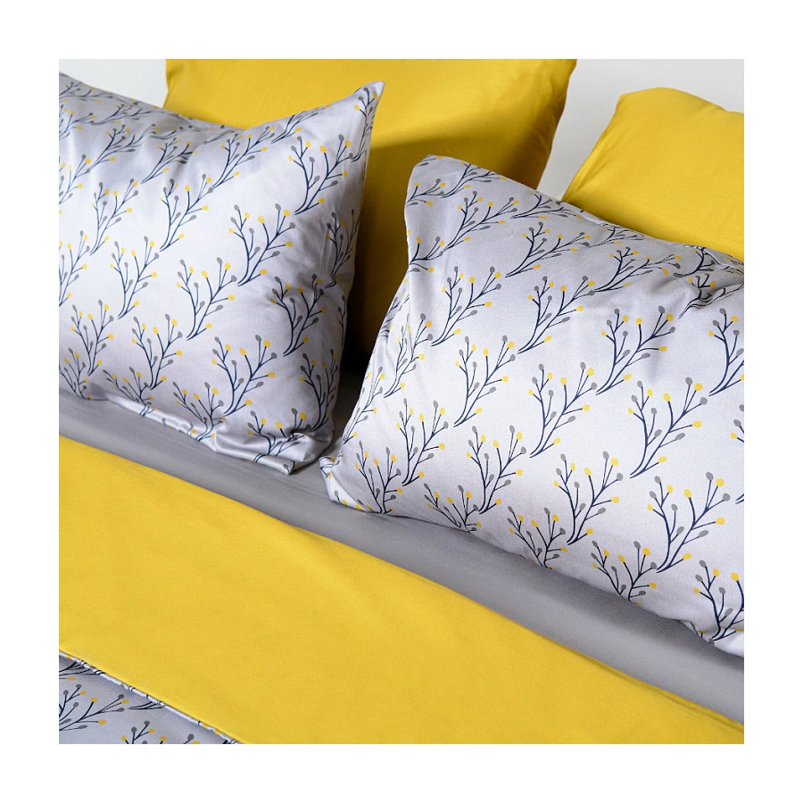 Набор из двух наволочек Tkano Russian North Соцветие 50х70 см, 100% сатин, серый