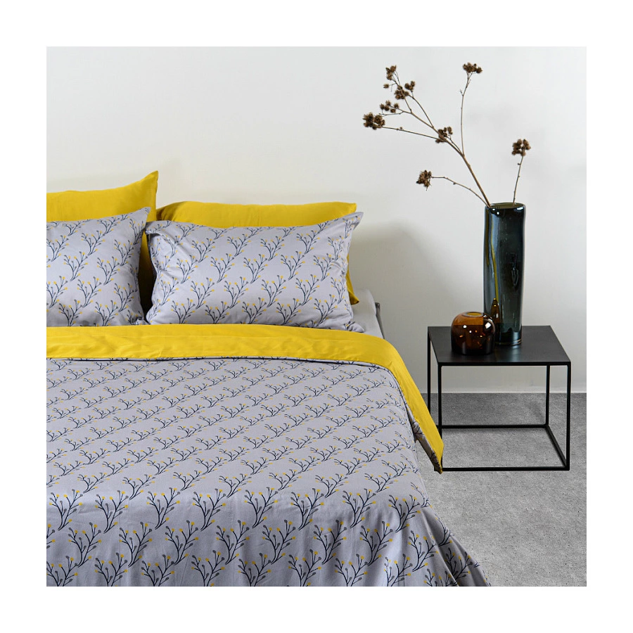 Набор из двух наволочек Tkano Russian North Соцветие 50х70 см, 100% сатин, серый