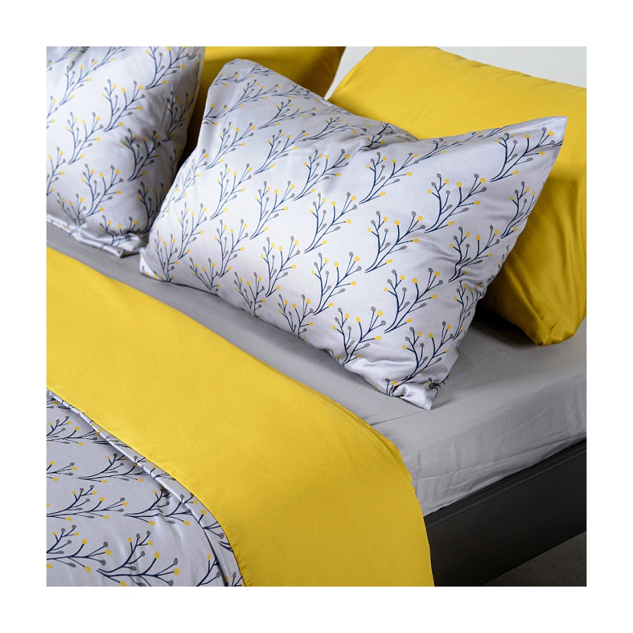 Набор из двух наволочек Tkano Russian North Соцветие 50х70 см, 100% сатин, серый