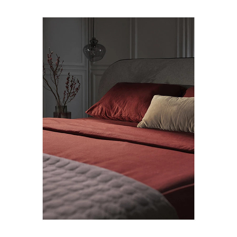 Набор из двух наволочек Tkano Essential 50х70 см, 55% лен, 45% хлопок, цвета копченой паприки