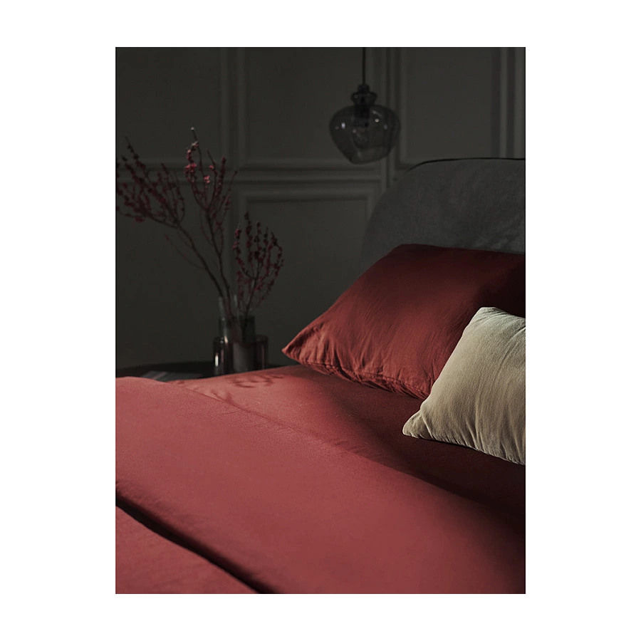 Набор из двух наволочек Tkano Essential 50х70 см, 55% лен, 45% хлопок, цвета копченой паприки