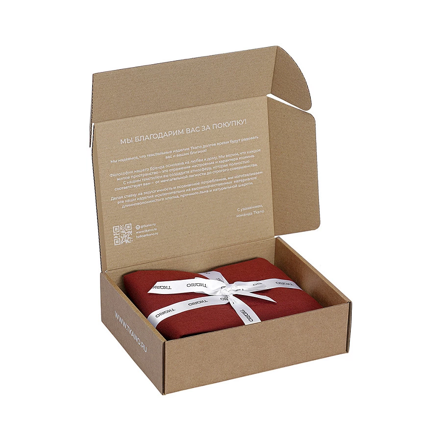 Набор из двух наволочек Tkano Essential 50х70 см, 55% лен, 45% хлопок, цвета копченой паприки